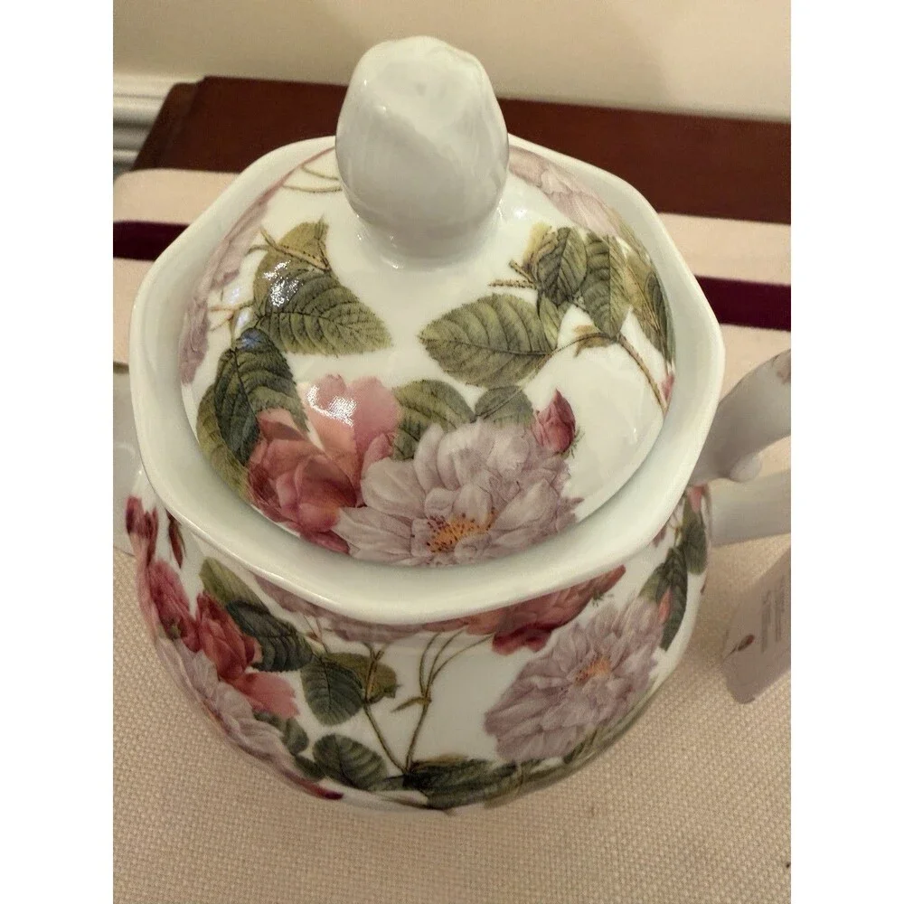 Kent Pottery Ceramic Teapot Pink Rose Floral Chintz Shabby Chic Decor #70795